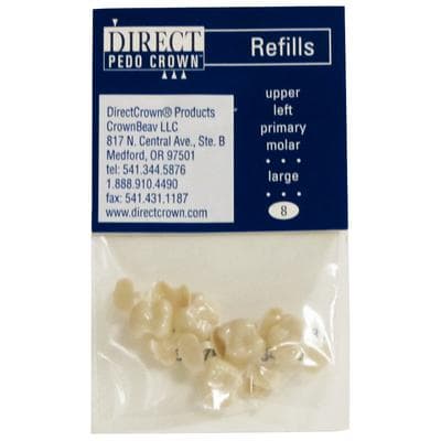 DirectCrown Pediatric Posterior Refill Pack, 8 Shells, Large Upper Left Primary Molar, PC8 thumbnail 3