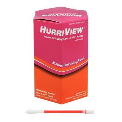 HurriView Plaque Disclosing Snap-N-Go Swabs, 0.15 ml, Pink, Individually Wrapped, 72/Box, 0283-0104-72 thumbnail 7