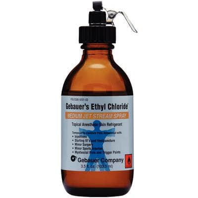 Ethyl Chloride Topical Anesthetic Spray, 3.9 oz Bottle, Jet Stream Medium, 12/Box, Gebauer - Ethyl Chloride Med Spray Glass - Image 1