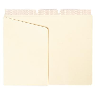Side-Hinged Flap Adhesive Dividers with Pockets, 8-1/2" W x 11" H, Manila, 100/Box - Side-Hinged Flap Adhesive Dividers, 8 1/2"  W x 11" H, 100/Box - With Pockets - Image 1