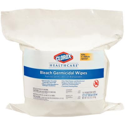 Clorox Germicidal Wipes, 0.55% Sodium Hypochlorite, Presaturated, Disposable, 110/Pkg (Refill, Bucket Not Included) - Clorox® Germicidal Wipes, 110/Pkg - Bucket Not Included - Image 1
