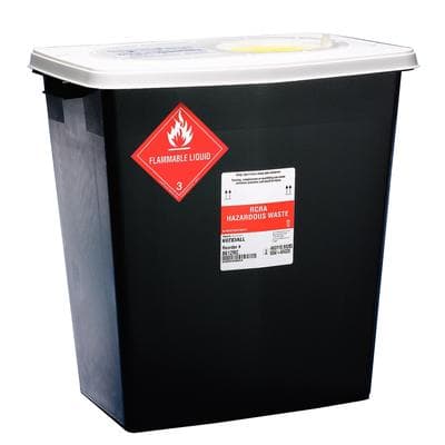 SharpSafety™ RCRA Hazardous Waste Container, 12 Gallon, Sliding Lid, Black/White, 12.75 x 18.25 x 18.75" thumbnail 2