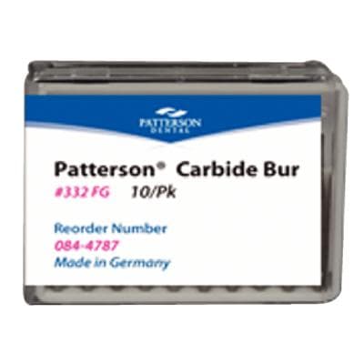 Patterson® Carbide Bur, FG Standard, Pear #332, 1.2 mm Diameter, 2.2 mm Length, 10/Pkg, PCHM0332FG - Patterson® Carbide Burs – FG Standard, Pear - # 332, 1.2 mm Diameter, 2.2 mm Length, 10/Pkg - Image 1