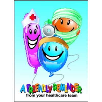 Reminder Postcards (DDS/MD) Personalized, A Friendly Reminder Balloons, 4-1/4" W x 6" H, 100/Pkg - Reminder Postcards (DDS/MD) Personalized, 100/Pkg - A Friendly Reminder Balloons, 4-1/4" W x 6" H - Image 1
