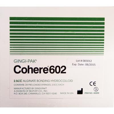 Cohere 602 Hydrocolloid Impression Material, Prefilled Syringes, 2.5 cc, 24/Bx, 60200 thumbnail 7