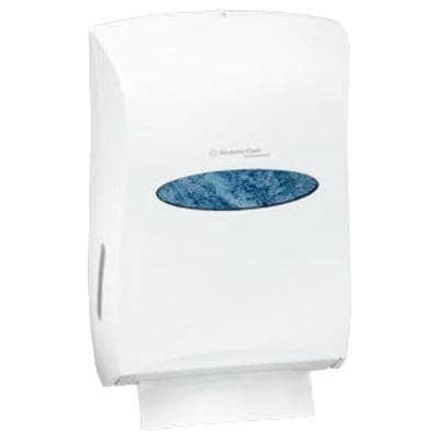 Halyard Health Universal Folded Towel Dispenser, White, Manual, Plastic, 13.31" W x 18.85" H x 5.85" D, 1/Pkg - Universal Folded Towel Dispenser - White, 13.31" x 18.85" x 5.85" - Image 1