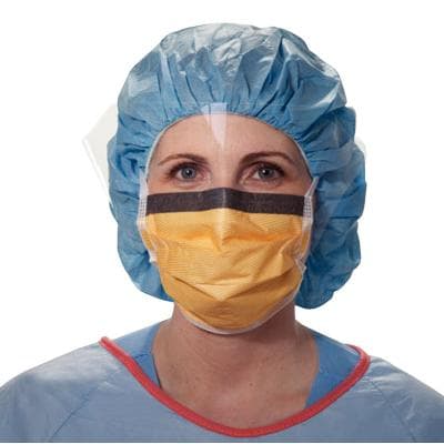 Halyard Fluidshield Fog-Free Surgical Mask with Wraparound Splashguard Visor, ASTM Level 3, Tie-On, Orange, 25/Box, 48247 thumbnail 6