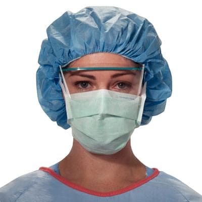 Halyard Anti-Fog Surgical Mask, Pleated Style with Ties, Green, 50/Box, 49235 thumbnail 2