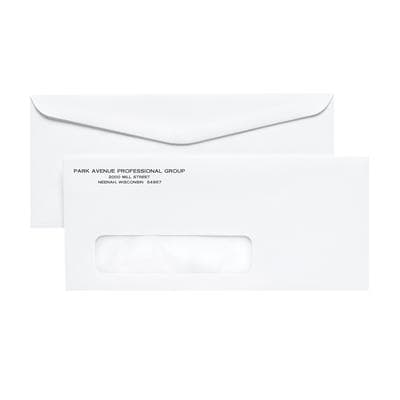#9 Single Window Personalized Envelopes, White, 8-7/8" W x 3-7/8" H, Gummed-Flap, 500/Pkg - #9 Single Window Personalized Envelopes – White, 8 7/8" W x 3 7/8" H, 500/Pkg - Gummed-Flap, White - Image 1