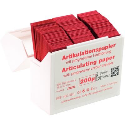 Hanel Articulating Paper, 200 Micron, Red, 18mm x 50mm Strips, Box of 300 thumbnail 3