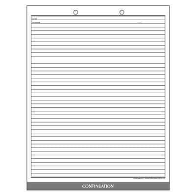 Patterson Office Supplies Continuation Form, Individual Form, Gray, 8-1/2" W x 11" H, 2-Sided, 2-Hole Punched, 100/Pkg - Continuation Form, Individual Form, 8-1/2" W x 11" H, 100/Pkg - Continuation Form, Gray, 8-1/2" W x 11" H, 100/Pkg - Image 1
