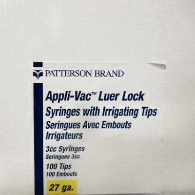 Patterson® Endodontic Syringe with Irrigation Needle, 3 cc Luer Syringe, Side-Vented 27 Gauge Needle, 100/Pkg thumbnail 2