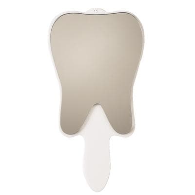 Tooth-Shaped Hand Mirror, 5-3/4" W x 11" H x 1/4" D, White - Tooth-Shaped Hand Mirror, 5-3/4" W x 11" Hx 1/4" D - Tooth-Shaped Hand Mirror - Image 1