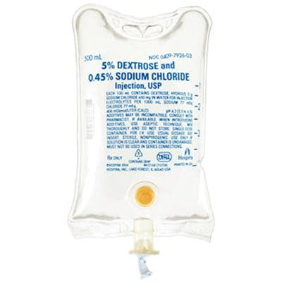 ICU Medical Dextrose 5% and 0.45% Sodium Chloride Injection USP, 500 ml Flexible Container, NDC 00409-7926-03 - IV Solution Dextrose 5% and 0.45% Sodium Chloride Injection USP, 500 ml Container - IV Solution Dextrose 5% and 0.45% Sodium Chloride Injection USP, 500 ml Container - Image 1