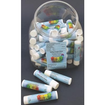 Personalized White Tube Lip Balm, Assortment Pack, 0.15 oz, 2-5/8" H x 5/8" Dia, 600/Pkg - Personalized White Tube Lip Balm, Assortment Pack - Assortment Pack, 0.15 oz, 2-5/8 H x 5//8 Dia, 600/Pkg - Image 1