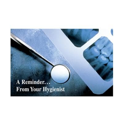 Reminder (DDS) Personalized Postcards, Hygienist, Full Color, 6" W x 4-1/4" H, 100/Pkg - Reminder (DDS) Personalized Postcards, 100/Pkg - Hygienist, 6" W x 4-1/4" H - Image 1