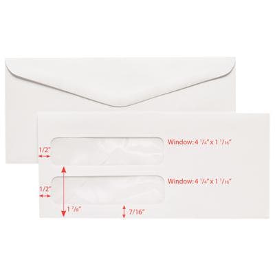 Patterson Office Supplies Double Window Envelopes, 8-3/4" W x 4" H, Gummed-Flap, Not Security Lined, White, 500/Pkg thumbnail 2