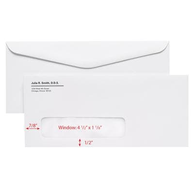 #9 Single Window Personalized Envelopes, White, 8-7/8" W x 3-7/8" H, Gummed-Flap, 500/Pkg thumbnail 2