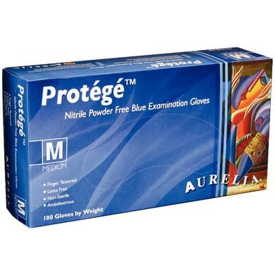 Aurelia Protégé Nitrile Exam Gloves, Powder Free, Non-Sterile, Medium, Sky Blue, 100/Box, 93997 thumbnail 2