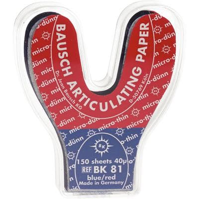 Bausch Arti-Check Micro-Thin Articulating Paper, Horseshoe, 40 Microns, Blue/Red, 150 Sheets, BK-81 thumbnail 17