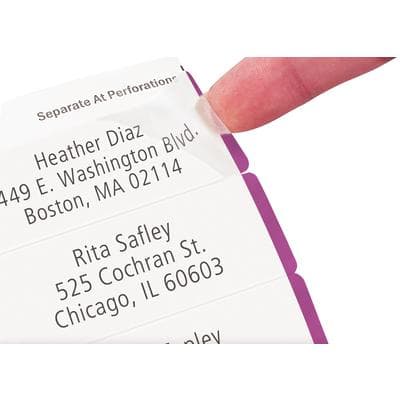 Avery Clear Mailing Labels, Inkjet, 1" x 2-5/8", 750/Pkg, AVE 8660 - Avery Clear Mailing Label, Inkjet, 1" x 2-5/8", 750/Pkg - Label - Image 1