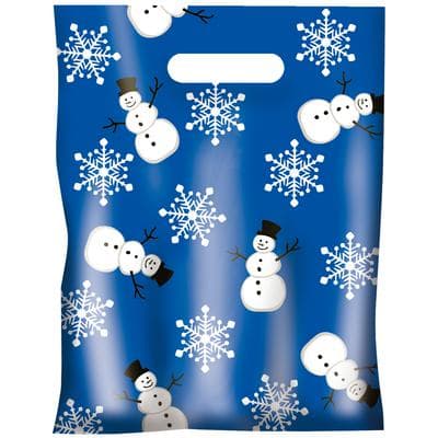 Scatter Print Holiday Supply Bags, 7-1/2" W x 10" H, 100/Pkg - Snowmen/Snowflakes - Scatter Print Holiday Supply Bags, 7-1/2" W x 10" H, 100/Pkg - Snowmen/Snowflakes - Image 1