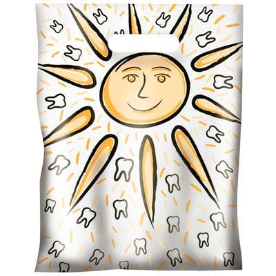 Dental Scatter Bags, Sun & Teeth Design, 7-1/2" W x 10" H, White, 100/Pkg - Dental Scatter Bags – 100/Pkg - Sun & Teeth, 7 1/2" W x 10" H - Image 1
