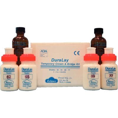 DuraLay Temporary Crown & Bridge Kit, Self-Curing Tooth-Shaded Acrylic, 4 Powders (Shades 62, 65, 69, 77) & 2 Liquids, 2503 thumbnail 6