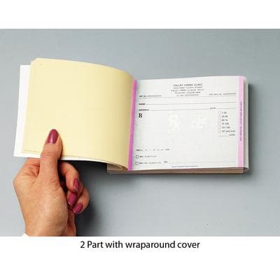 Patterson Tamper-Resistant Prescription Blanks, 2-Part with Wraparound Cover, Personalized, 5-1/2 x 4-1/4, 50 Sets/Book, 10 Books/Pkg - Tamper-Resistant Prescription Blanks, 1 Part, Personalized, 5-1/2 x 4-1/4, 100 Sheets/Pad; 5 Pads/Pkg. - 2 Part with Wraparound Cover Books, Personalized, 5-1/2 x 4-1/4, 6 x 4-1/4 (overall), 50 Sets/Book; 10 Books/Pkg - Image 1