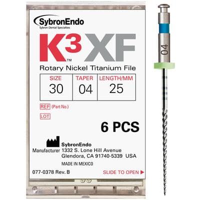 K3 Nickel Titanium Rotary Endodontic Files, #30, .04 Taper, 25mm, Blue, 6/Pk, 825-4305 thumbnail 17