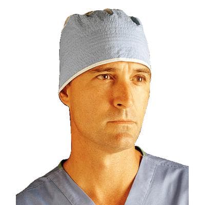 Easy-Tie™ Surgeon’s Cap, Tie-On, Nonwoven Polypropylene, White/Blue, 100/Pkg - Easy-Tie™ Surgeon’s Cap, 100/Pkg - Easy-Tie™ Surgeon’s Cap, 100/Pkg - Image 1