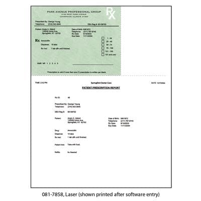 Kentucky Prescription Blanks, Laser, Nonpersonalized, 8-1/2" W x 11" H (overall), 5-1/2" W x 4-1/4" H detached, 100/Pkg - Kentucky Prescription Blanks, Laser – Nonpersonalized, 8-1/2 W x 11 H (overall), 5-1/2 W x 4-1/4 H detached, 100/Pkg - Form - Image 1