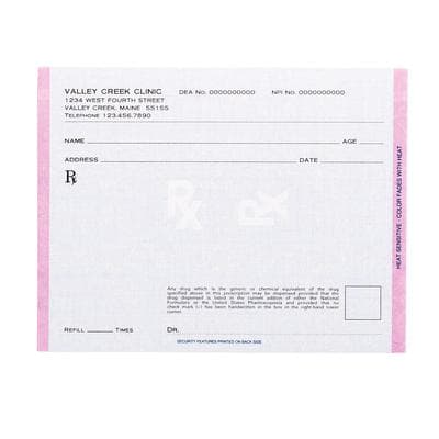 Maine Prescription Blanks – 2 Part, Personalized, 5-1/2" W x 4-1/4" H, 100 Sheets/Pad, 5 Pads/Pkg - Maine Prescription Blanks – 2 Part, Personalized, 5-1/2" W x 4-1/4" H, 100 Sheets/Pad, 5 Pads/Pkg - Maine Prescription Blanks – 2 Part, Personalized, 5-1/2" W x 4-1/4" H, 100 Sheets/Pad, 5 Pads/Pkg - Image 1