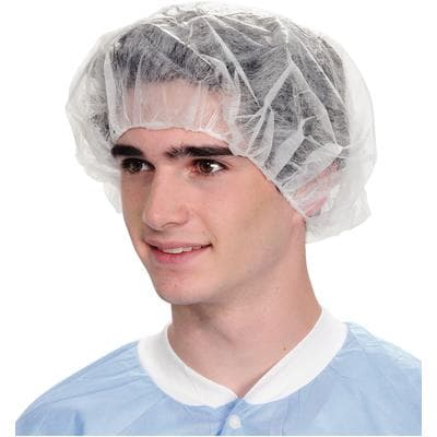 ValuMax White Round Bouffant Caps, 24" Stretched Diameter, Latex-Free, Non-Sterile, 100/Box thumbnail 2