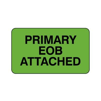 Insurance Information At a Glance Labels, Primary EOB Attached, Fluorescent Green, 1-1/2" W x 7/8" H, 500/Roll - Insurance Information At a Glance Labels, 500/Roll - Primary EOB Attached, Fluorescent Green, 1-1/2" W x 7/8" H - Image 1