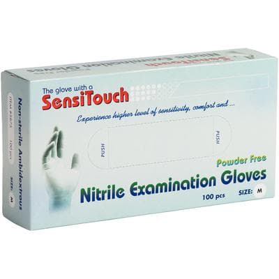 SensiTouch™ Powder Free Nitrile Exam Gloves, Latex Free, Medium, Blue, Textured, Beaded Cuff, 100/Box thumbnail 2