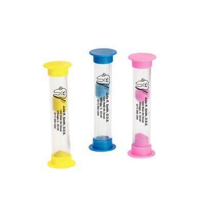 2-Minute Brushing Sand Timers, Personalized, Assorted Colors, 3-1/2" H x 1" D, 200/Pkg - 2-Minute Brushing Sand Timers, Personalized, 3-1/2" H x 1" D, 200/Pkg - 2-Minute - Image 1