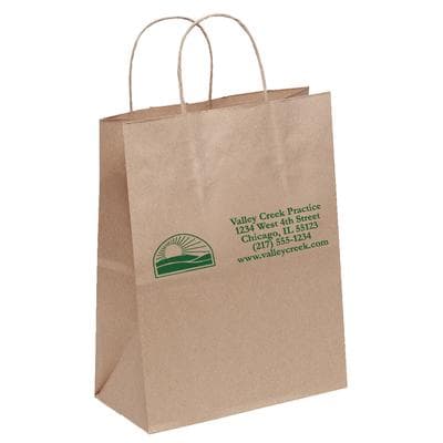Eco Friendly Bags, Large, Brown Kraft, 10" W x 13" H x 5" D, 250/Pkg - Eco Friendly Bags - Large, Brown, 1 color/1 sided - Image 1