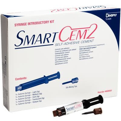 SmartCem 2 Self-Adhesive Resin Cement Syringe Intro Kit, 5 Shades (Light, Medium, Dark, Translucent, Opaque), 5 x 5g Syringes with 50 Mixing Tips thumbnail 4