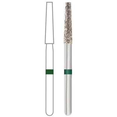 Midwest ONCE Sterile Diamond Bur 848-016C, Coarse, Taper Flat End, Friction Grip, 1.6 mm Diameter, 10.0 mm Length, 25/Pk, 1848016C thumbnail 5