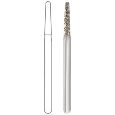 Midwest Once Sterile Single-Use Diamond Bur, 856-014M, Medium Grit, Taper Round End, Friction Grip, 1.4 mm Diameter, 8.0 mm Length, 25/Pk, 1856014M thumbnail 5