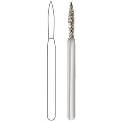 Midwest ONCE Sterile Diamond Bur 862-010M, Flame, Medium Grit, Friction Grip, 25/Pk, 1862010M thumbnail 5