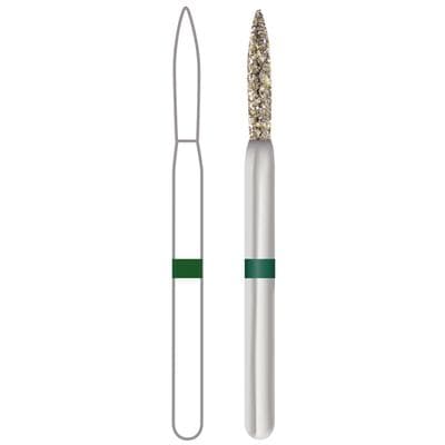 Midwest Once Sterile Diamond Bur 862-012C, Coarse, Flame, Friction Grip, 1.2 mm Diameter, 8.0 mm Length, 25/Pk, 1862012C thumbnail 13