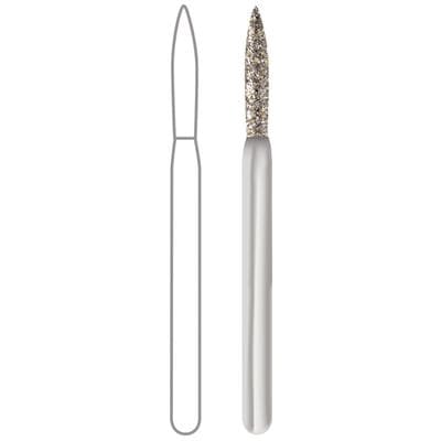 Midwest Once Sterile Single-Use Diamond Bur, FG, Medium Grit, Flame Shape, #862-012M, 1.2mm Diameter, 8.0mm Length, 25/Pkg, 1862012M thumbnail 5