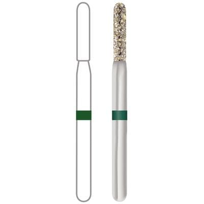 Midwest Once Single Use Diamond Bur, FG, Coarse, Cylinder Round End, #881-014C, 1.4 mm Diameter, 8.0 mm Length, 25/Pkg, 1881014C thumbnail 4