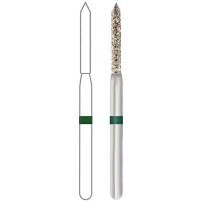 Midwest Once Single-Use Diamond Bur, FG, Coarse, Cylinder Bevel, #886-012C, 1.2mm Diameter, 10.0mm Length, 25/Pk, 1886012C thumbnail 5