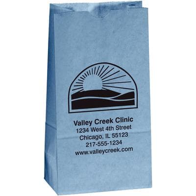 Personalized Paper Supply Bags, Blue, 4-1/4" W x 8-1/4" H x 2-3/4" D, 500/Pkg - Personalized Paper Supply Bags - Blue - Image 1