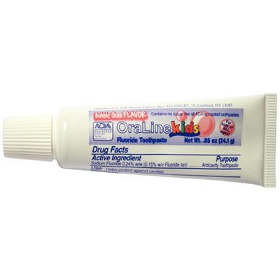 OraLine Kids Fluoride Toothpaste, Bubblegum Flavor, 0.85 oz Tube, 144/Pack thumbnail 2