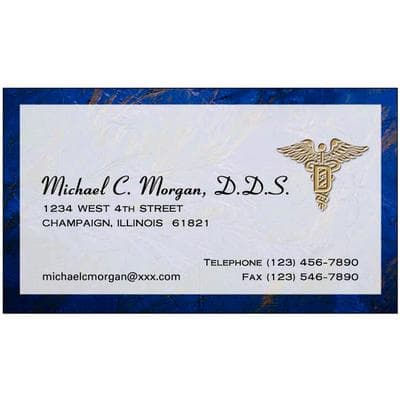 Business/Appointment Cards, Full-Color Front Design with Personalized Back, 3-1/2" W x 2" H, 500/Pkg - Blue Marble w/Caduceus - Business/Appointment Cards, Full-Color Front Design with Personalized Business, Appointment or Referral Card on Back, 3-1/2" W x 2" H, 500/Pkg - Blue Marble w/Caduceus - Image 1