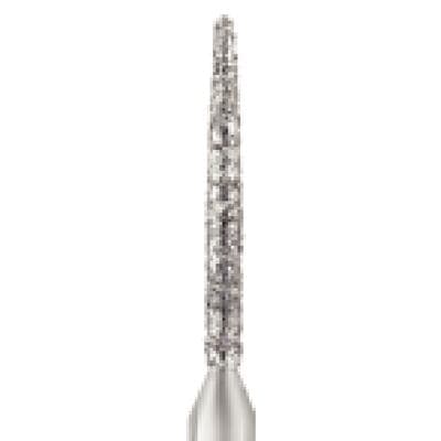 Patterson® Disposable Diamond Bur, FG, Coarse, Green Ring, Flame Shape, 1.0 mm Diameter x 8.0 mm Length, 25/Pkg, #862-010C - Patterson® Disposable Diamonds – FG, Coarse, Green, Flame, 25/Pkg - # 862-010C, 1.0 mm Diameter, 8.0 mm Length - Image 1
